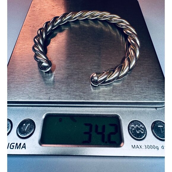 Estate 925 Sterling Silver Twisted Rope Cuff Bracelet Size 6.25” Heavy Solid - Picture 8 of 9